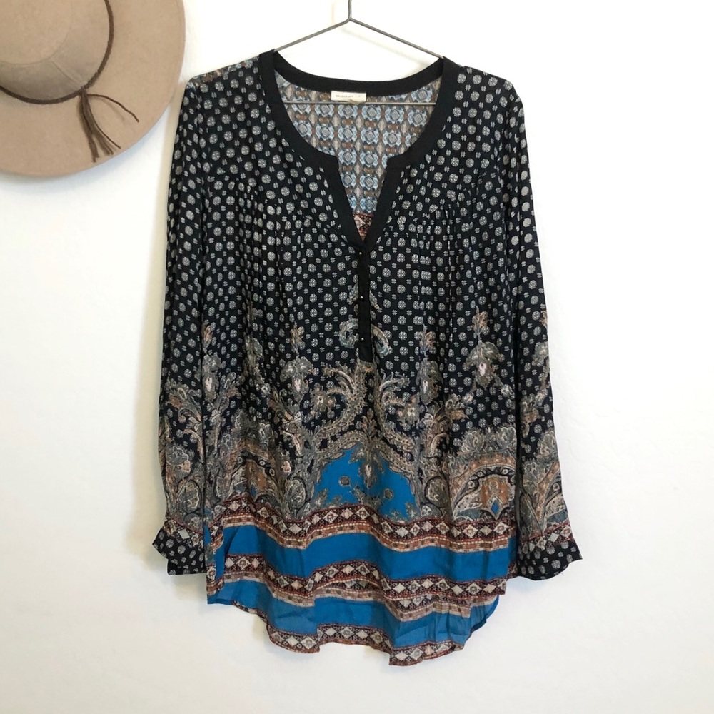 Anthropologie Meadow Rue Tunic Blouse Shirt Top L